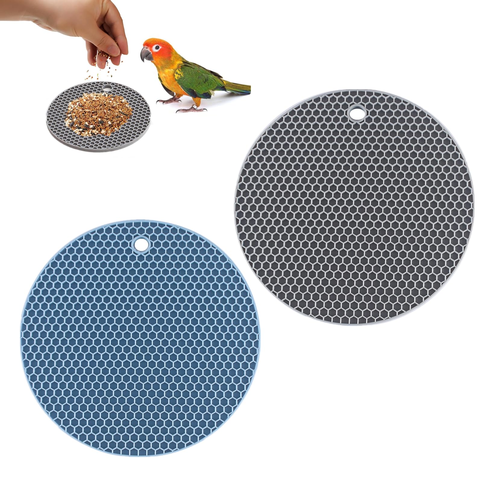Bird Foraging Toys Puzzle,2 PCS Parrot Foraging Toys Soft Bird Foraging Mat Silicone Bird Slow Feeder Mats Parrot Cage Accessories Foraging Toys for Birds,Parakeet, Cockatiel, African Grey, Conure