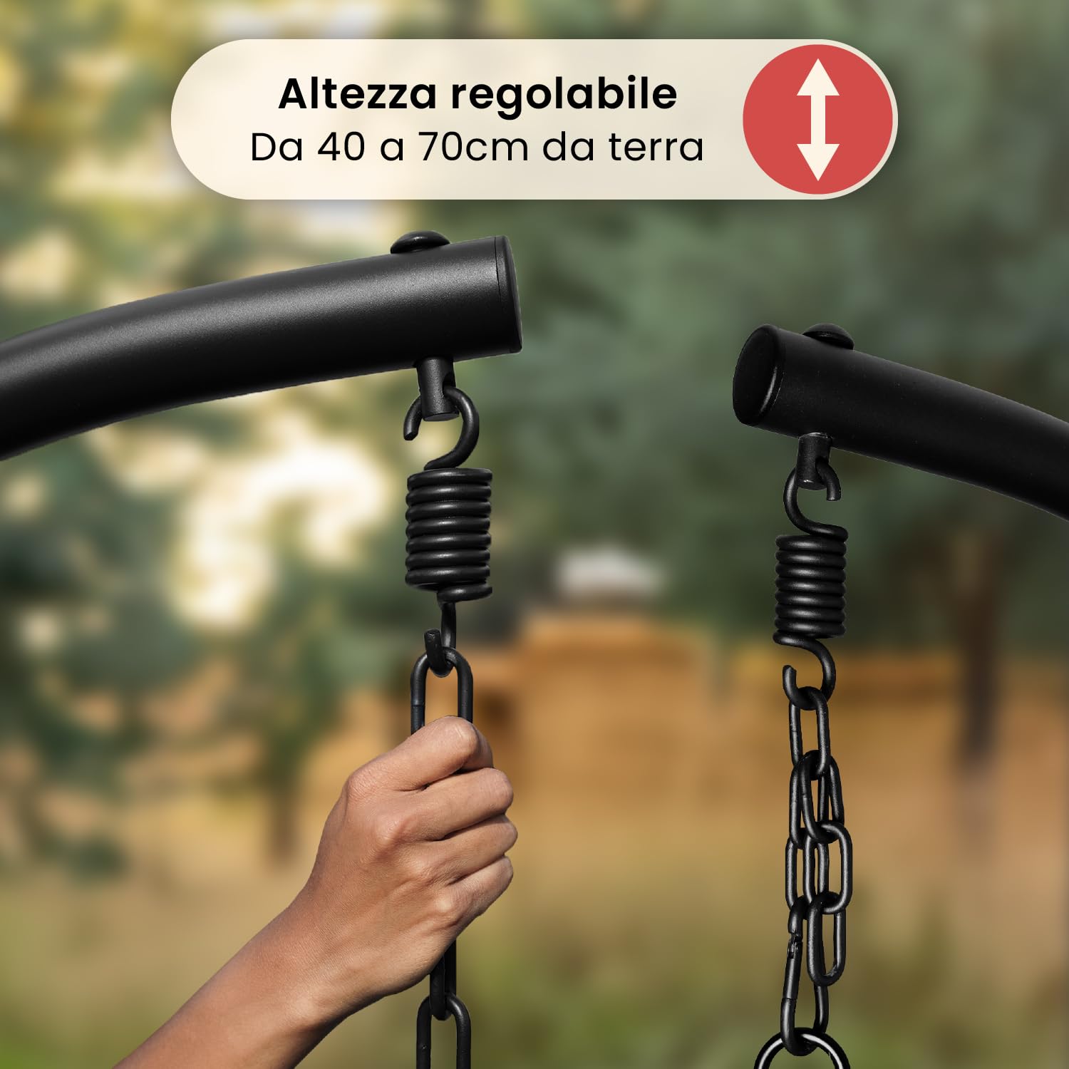 Swoods XXL poltrona sospesa - poltrona sospesa da giardino - Per uso interno ed esterno - con cuscino e copertura protettiva - resistente alle intemperie - portata fino a 150 kg (Grigio scuro)