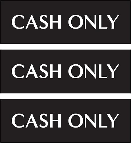Paquete de 3 calcomanías de solo efectivo, letrero de solo efectivo para negocios, calcomanías adhesivas de vinilo resistentes a la intemperie