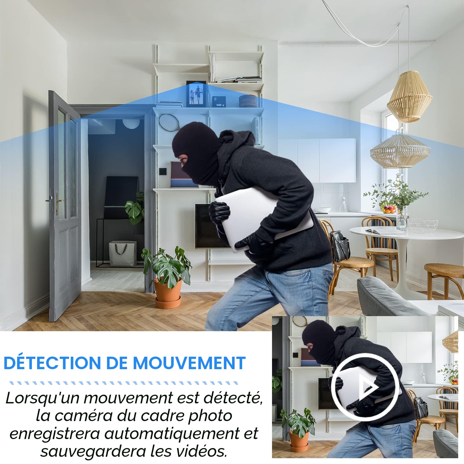 Caméra Espion Cadre Photo, Mini Camera Cachée sans Fil HD 1080P, Mciro Caméra de Surveillance avec Détection de Mouvement