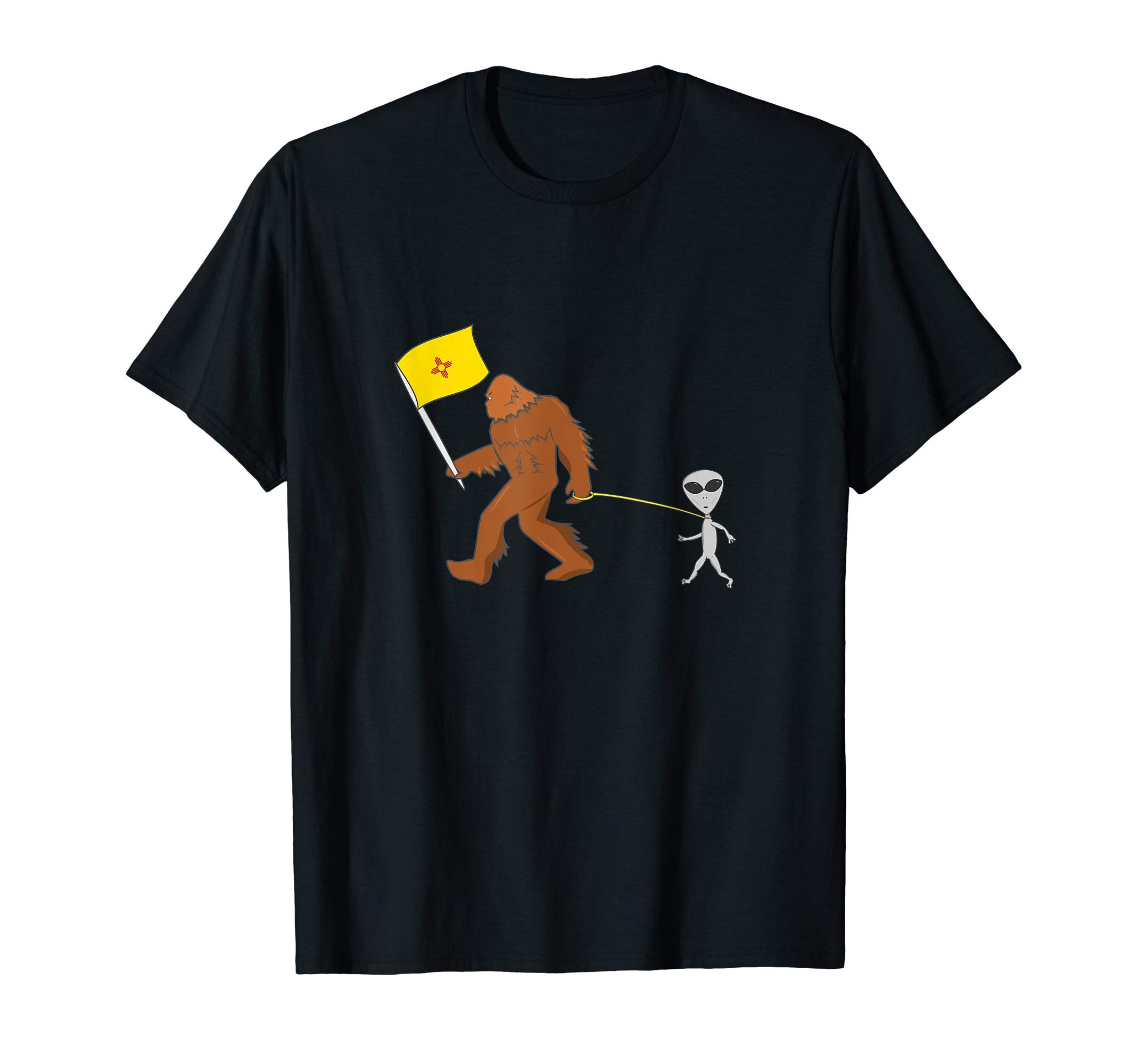 New Mexico Gift New Mexico Flag Bigfoot Walking Alien TShirt