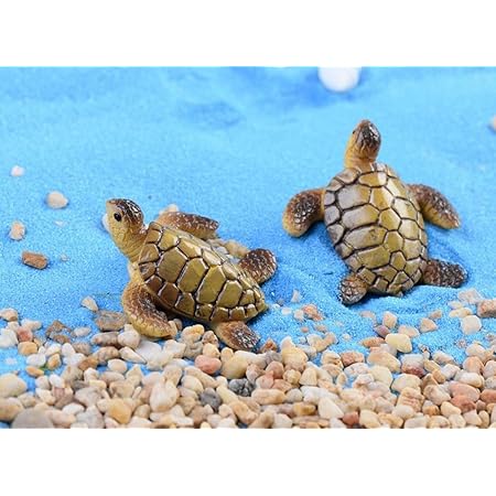 SunRise 6pcs Resin Cute Beach Sea Turtle Miniature Figurine Status Micro Landscape Decorations Fairy Gardens Dollhouse DIY Ornaments Decor