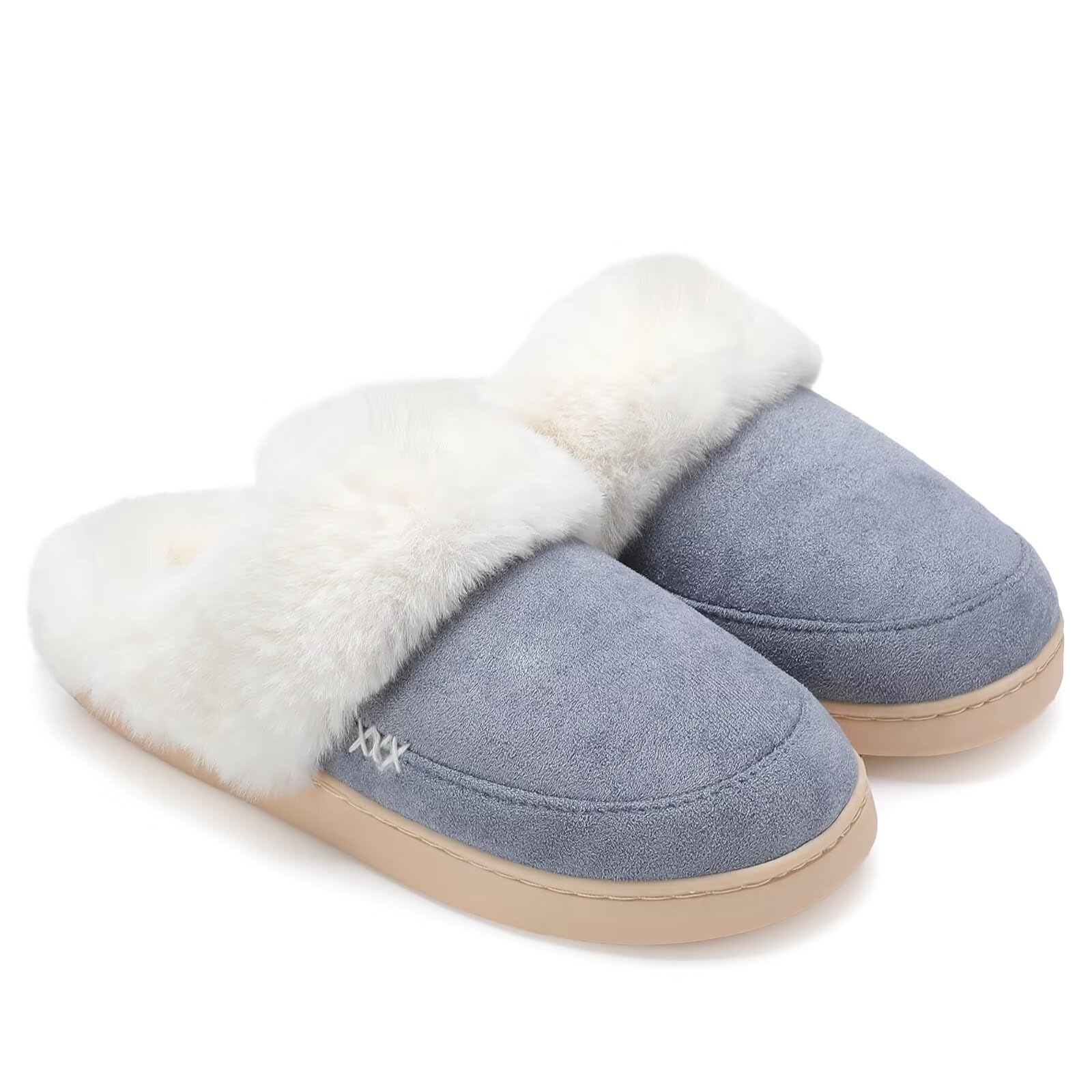 ninecifun women39s and men39s memory foam house slippers faux fur lined indoor fuzzy slippers with no-slip sole slip on suede home shoes warm winter gift for women amp men