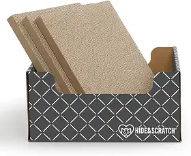 Arranhador de papelão para gatos; caixa para arranhar gatos e cama com almofada de papelão dupla face recarregável para gatos em ambientes internos