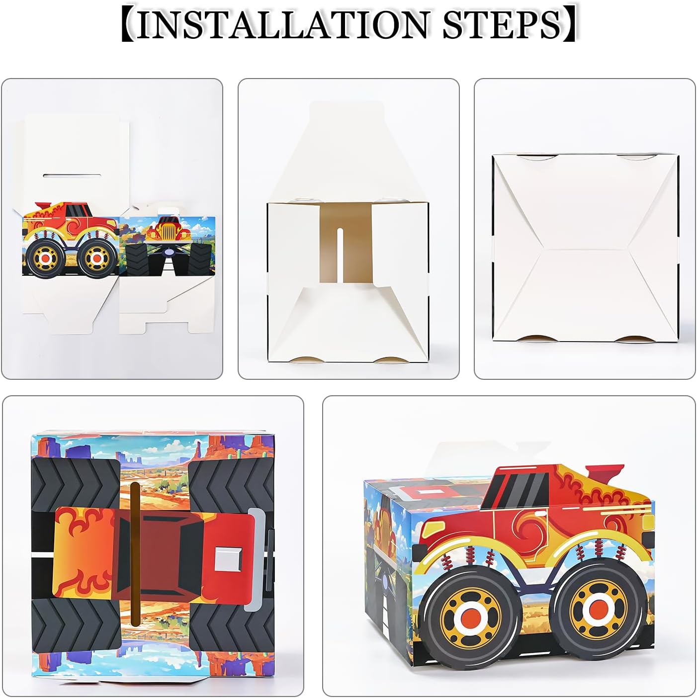 SietDESEO Valentines Card Box for Kids Truck Valentines Day Cards for Kids Classroom Exchange School Truck Shape Valentine Mailbox with 30 Valentine Cards and 5 Teacher Cards image 3