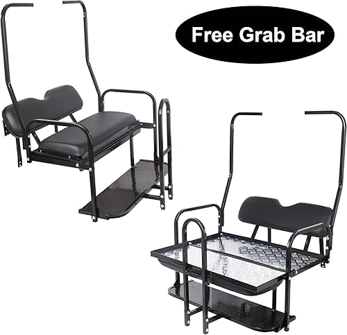 Miniatura 2 de Kojem Asiento trasero abatible y soporte de soporte de puntal de techo compatible con 1982-1999 Club Car DS Golf Cart Diseño plegable con barra de