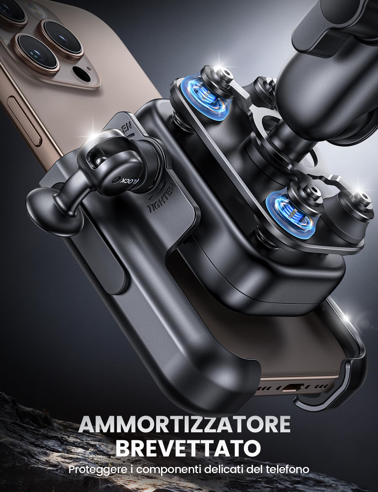 Lamicall Supporto Telefono Moto - [Tutto Metallo] [Antivibrazione] [Braccio Retrattile] Antifurto, 2 x 360° Rotazione, Porta Telefono Bicicletta, per iPhone 17 16 15 14 e Altro Smartphone da 4,7-7,2"