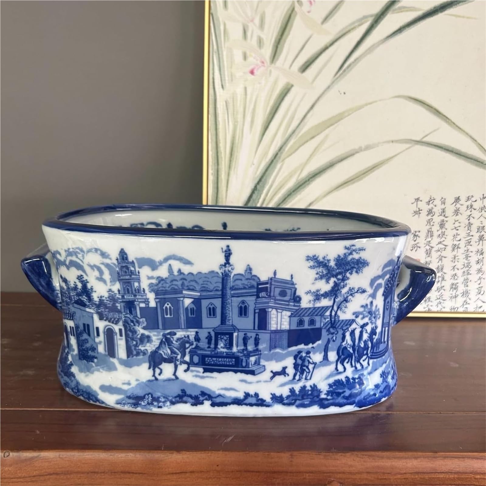 Ręcznie malowana puszka z imbiru z porcelany Jingdezhen – niebiesko-biały wazon lotosu, wysoki ogień, wysokiej jakości akcesoria do mieszkania (L)