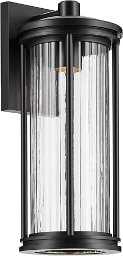 Miniatura 5 de Kichler Barras - Lámpara de pared para exteriores de 11.5 pulgadas, con cristal transparente y acanalado, color negro