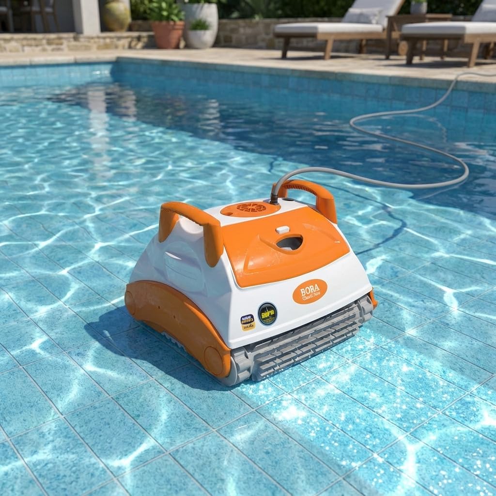 Suinga Robot limpiafondos automatico Bora Classic | para Suelos de Piscina | Cobertura 60 m² y Limpieza eficaz