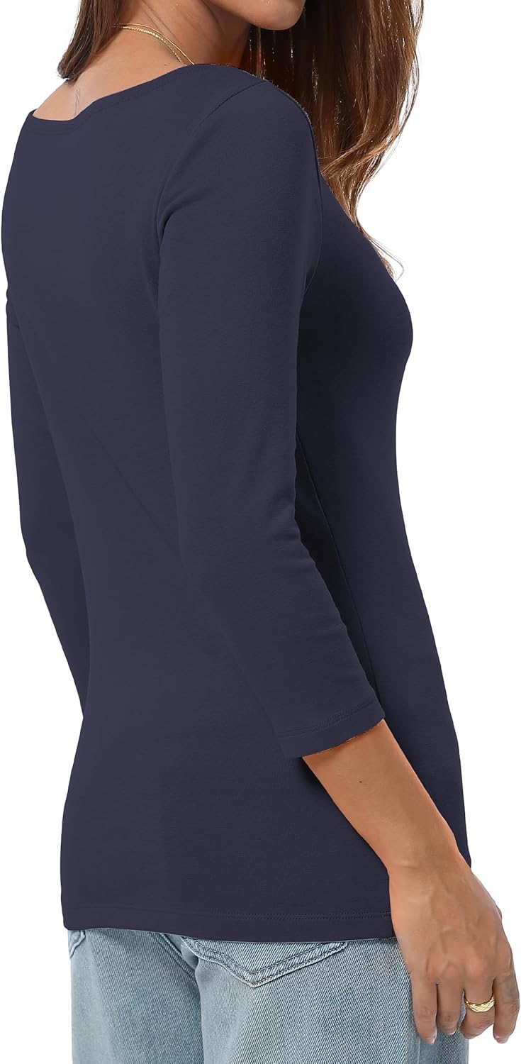 QUALFORT Women’s 3/4 Sleeve T-Shirts Slim Fit Lightweight Casual Tops for Spring Summer 2026 - Image 5