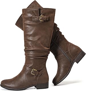 Women's Extra Wide Calf Knee High Boots, Plus Size Slouchy Knee-High Boots.