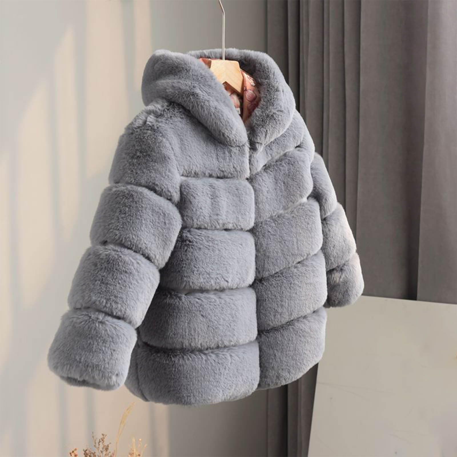 Abrigos de forro polar de sherpa mullidos para niños, cálidos, gruesos, para la escuela, al aire libre, senderismo, chaqueta térmica con capucha para niñas de 2 a 13 años