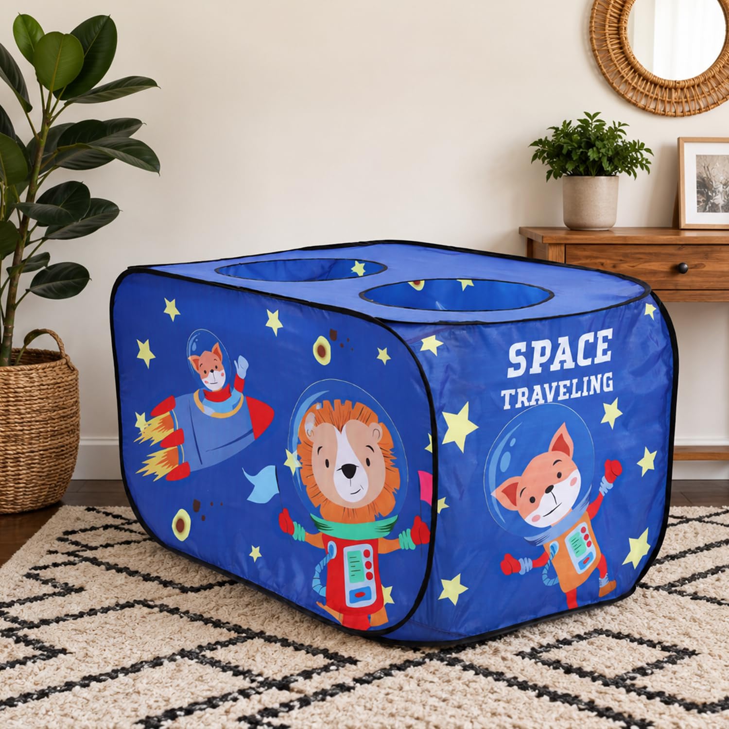 Amazon Brand - Jam & Honey Space Rocket Car Theme Play Tent Indoor Outdoor | Kids Pop Up Tent House for Boys & Girls-image-7