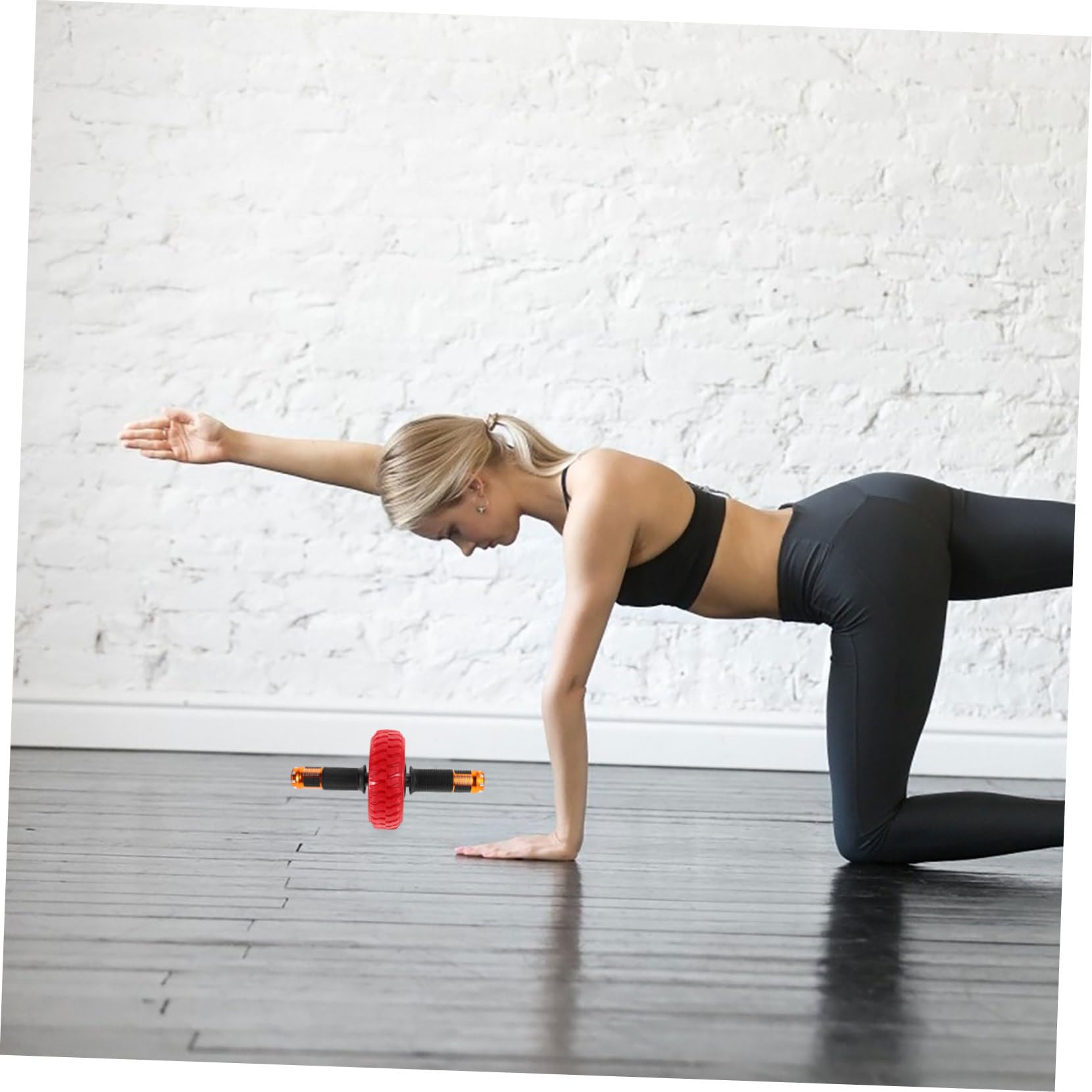 Cabilock Ruota Addominale Fitness Portatile Rosso con Manici Antiscivolo per Allenamento Core Completo Attrezzo Piccolo per Casa e Ufficio Strumento Multi-funzione per Esercizi Addominali