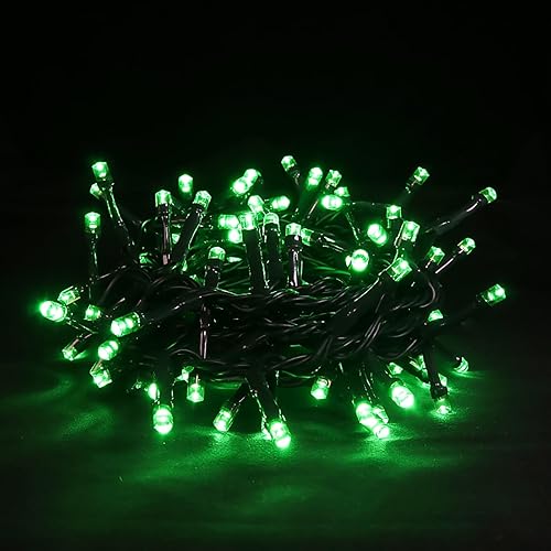 Miniatura 8 de Guirnalda de luces naranjas de Halloween, 100 luces LED naranjas enchufables para árbol, manualidades, fiestas, decoraciones de Halloween para
