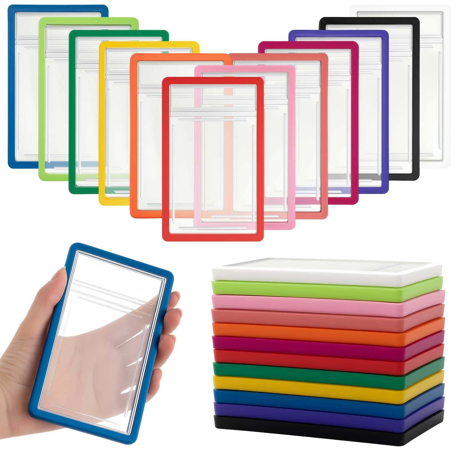 AmazingSpark 12 Pcs Bumper Guards for Psa Graded Cards, 5.4 x 3.4 Inches Silicone Psa Slab Protectors Case Sleeves with Nice Fit and Shock Absorbing Edge Protection Pack (Multicolor)