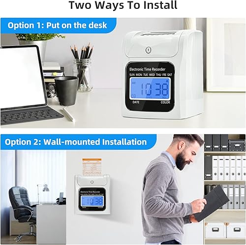 Miniatura 7 de TooCust Paquete de reloj registrador con 200 tarjetas de tiempo, 4 cintas de tinta, 2 estantes para tarjetas de tiempo con 10 espacios y 2 llaves de