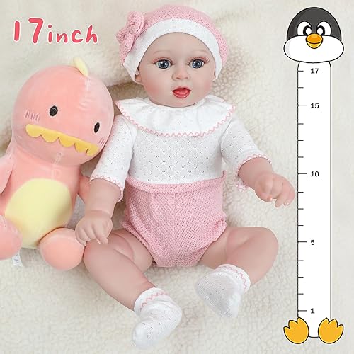 Miniatura 4 de Muñecas realistas de bebé Reborn  Cuerpo suave de vinilo de 17 pulgadas, muñecas realistas recién nacidas, regalo para niños a partir de 3 años