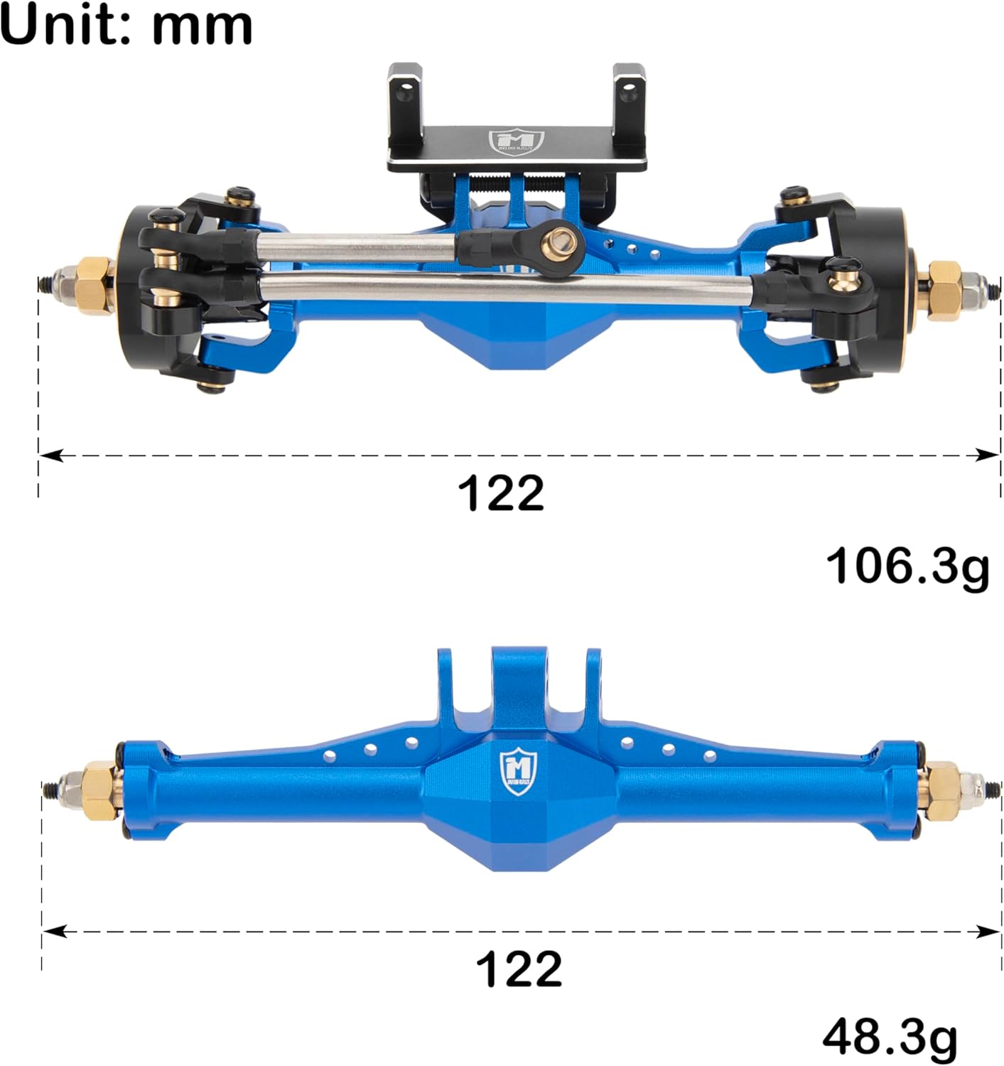 MEUS RACING 5mm ISO V2 TRX4M Axles with Adjustable Servo Mount for TRAXXAS 1/18 TRX4M RC Crawler (V1 Blue)