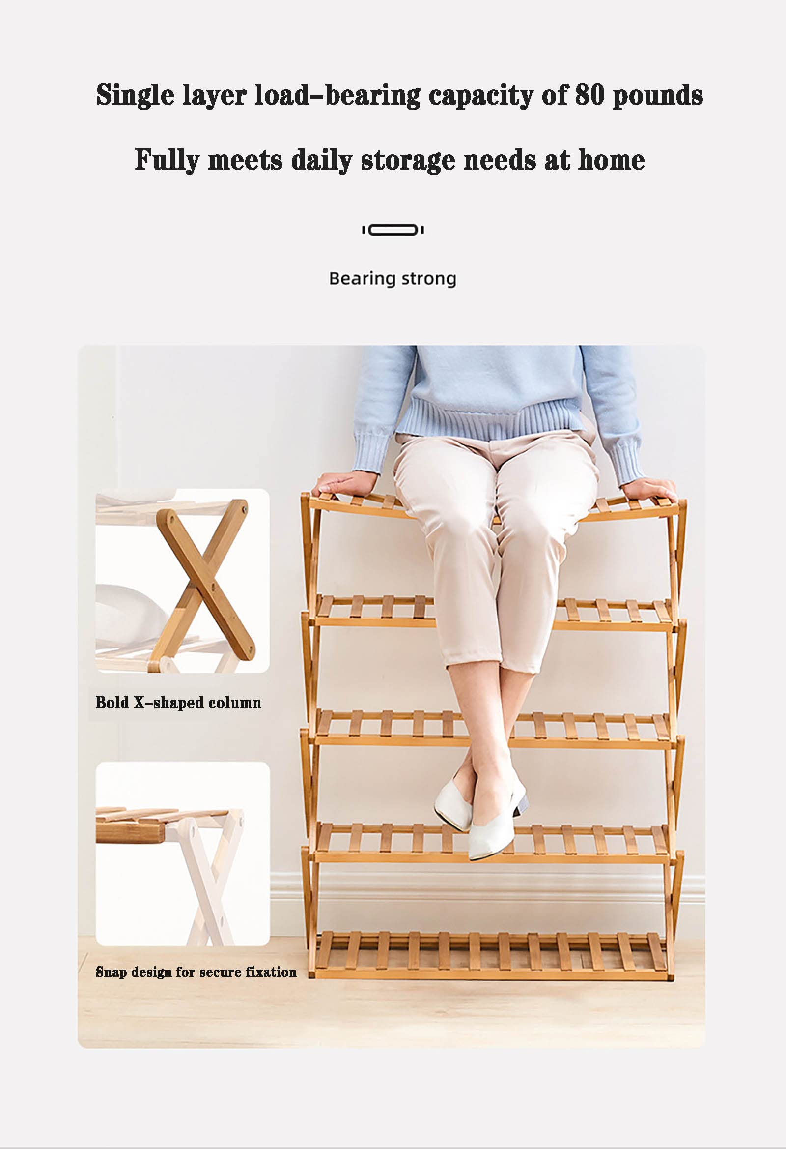 Scarpiera Pieghevole 7 Livelli In Bambù - Scaffale Autoportante Salvaspazio Per Ingresso - Foto 6