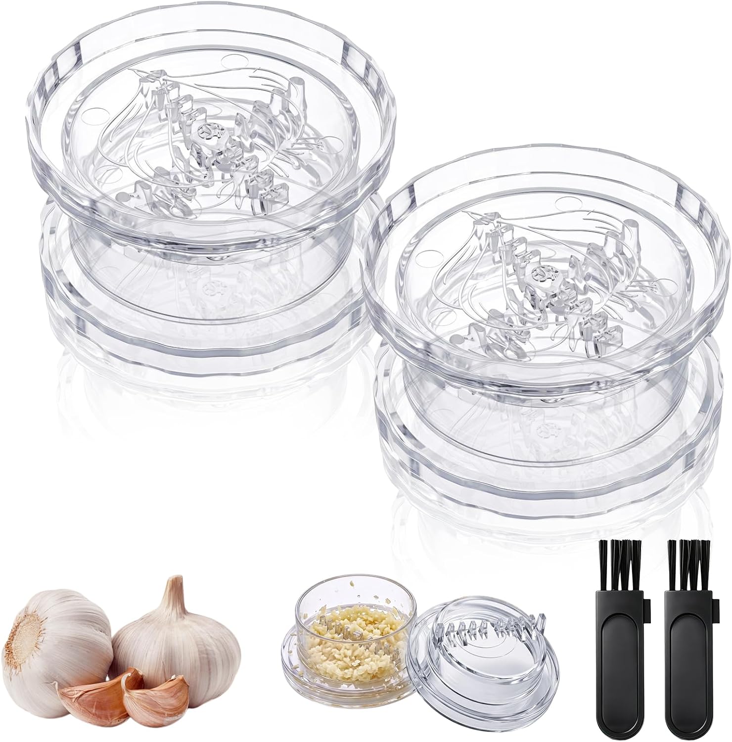 2PCS Transparent Manual Garlic Twist, Multi-Functional Mincer & Grinder for Garlic, Onion, Ginger, Herbs, Nuts