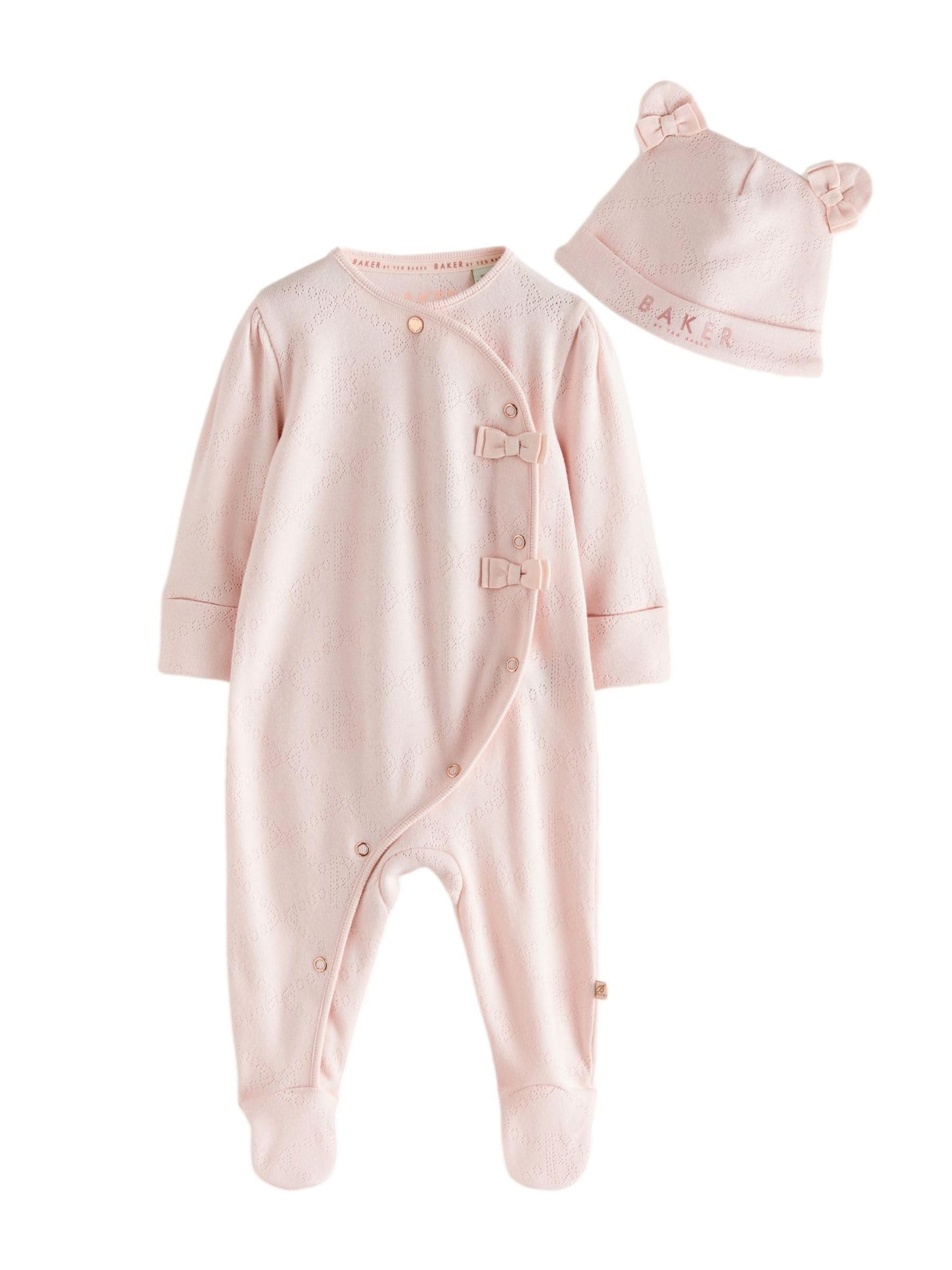 Bébé Fille Ensemble Dors-Bien Rose Cache-cœur en Maille
