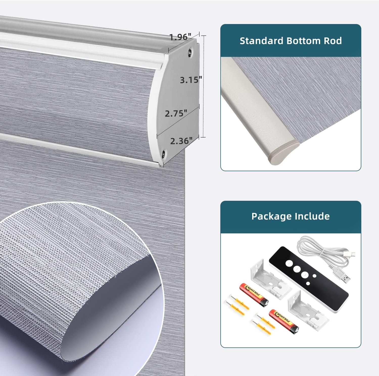 Buy Weffort Motorized Window Shade Work with HomeKit, 100 Blackout