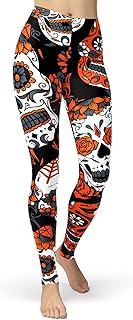 Women's Sugar Skull Leggings Buttery Soft Rose Flower...