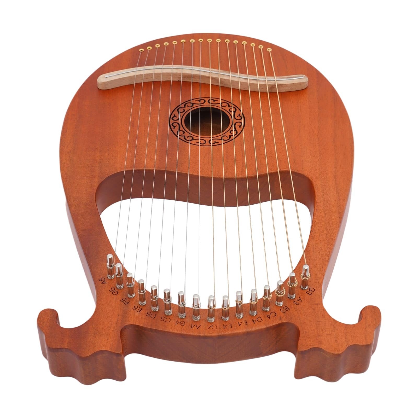 Lyre Harpe 16 Cordes, Acajou Massif, avec Clé d’accordage, Cordes de Rechange et Médiators, Portable Léger 1,33 kg, petite harpe pour Adultes Enfants Débutants (Bois, Européen)
