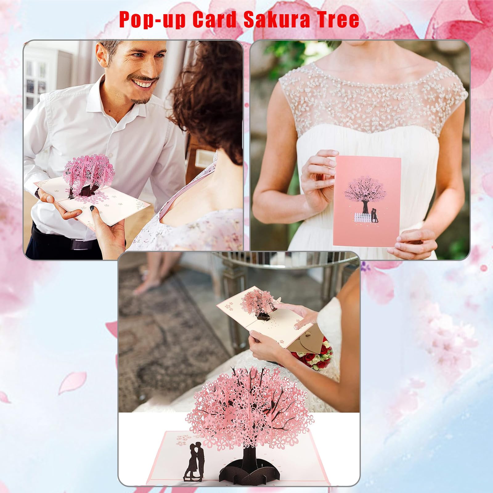 3D Pop-Up Hochzeitskarte Mit Kirschblüten – 15x20 Cm, Rosa, Inkl. Umschlag Für Valentinstag & Hochzeit