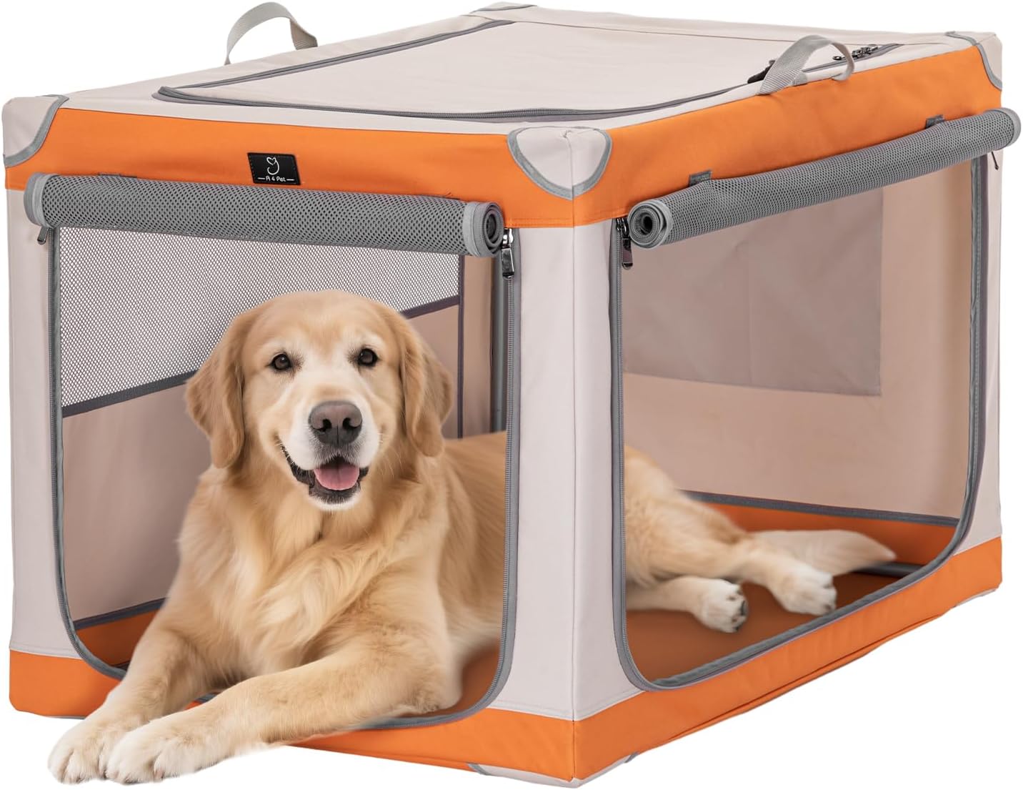 A4Pet Dog Crate Soft - 40 Inch Adjustable Stainless Steel Frame, Lightweight, Durable, Foldable Dog Crates with 3-Door