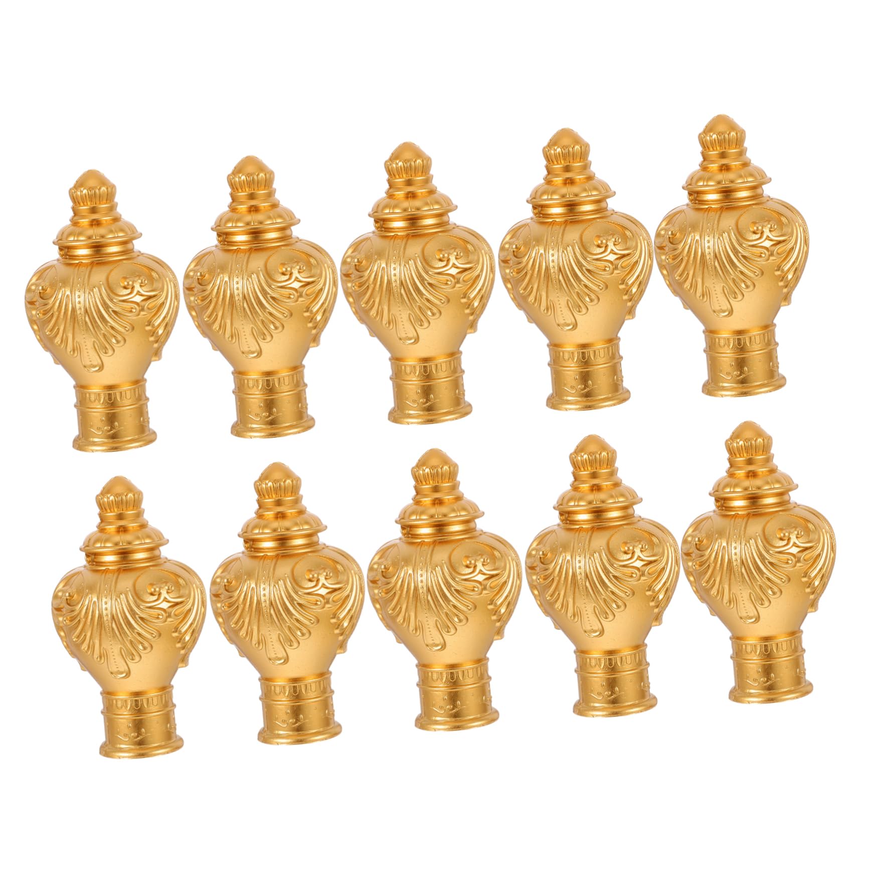 Cabilock 10pcs Drapery Rod End Finials Gold Curtain Rod Plastic Curtain Rod Finials Plastic Golden Curtain Pole Finials