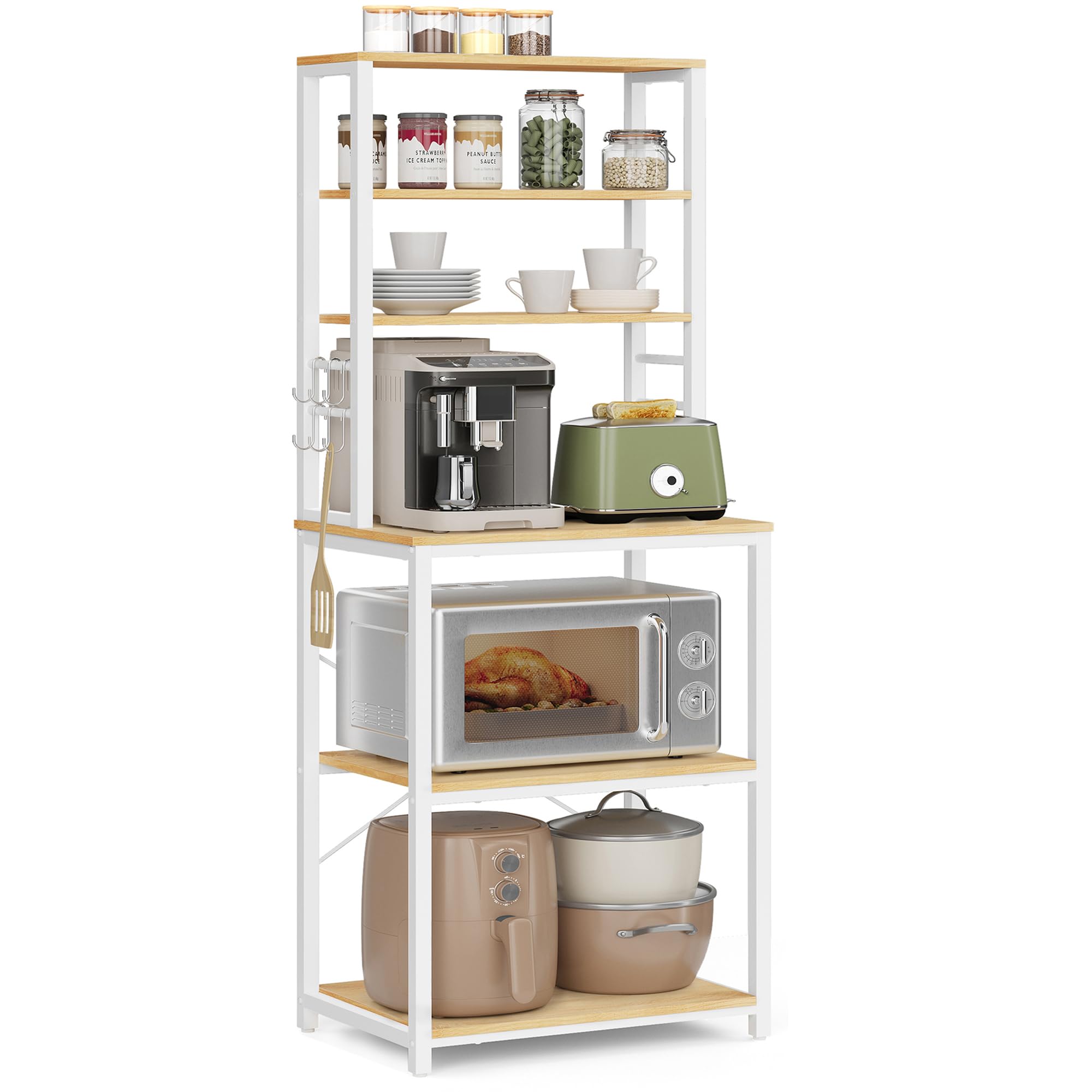 VASAGLE 6-Tier Kitchen Baker's Rack - Rustic Brown & Black Coffee Bar Station With Adjustable Shelves