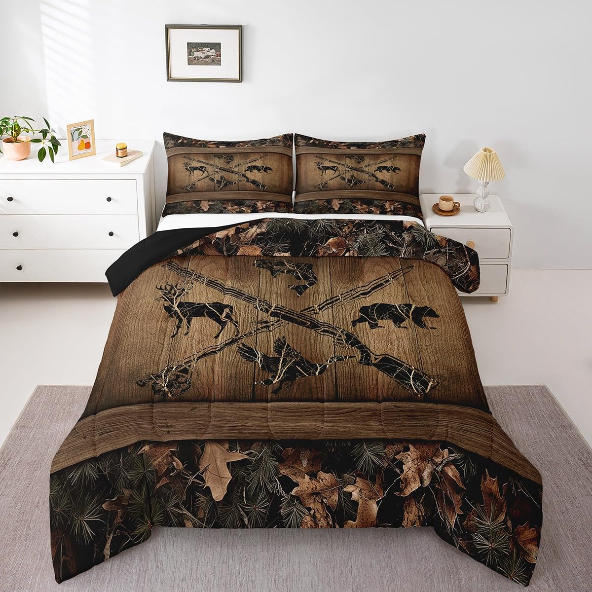 Erosebridal Rustic Farmhosue Bedding Set,Green Camo Comforter Sets For Kids  Boys Teens Men Bedroom Decorations,, image size:1200x1200
