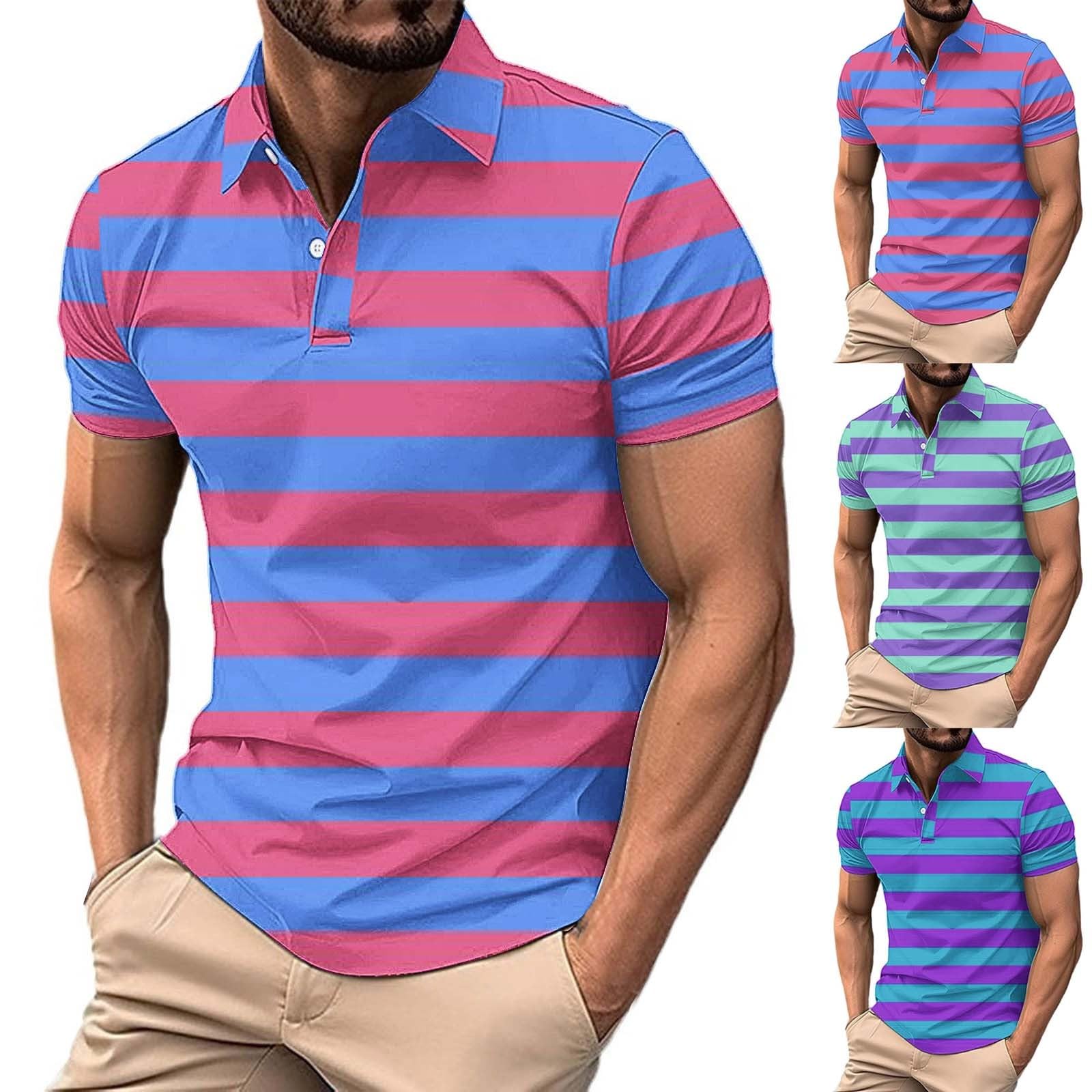 Poloshirts - Camisetas de verano para hombre, cuello de solapa, camisetas de manga corta con diseño de solapa de botones, ropa de ajuste casual y capa base para un uso diario relajado