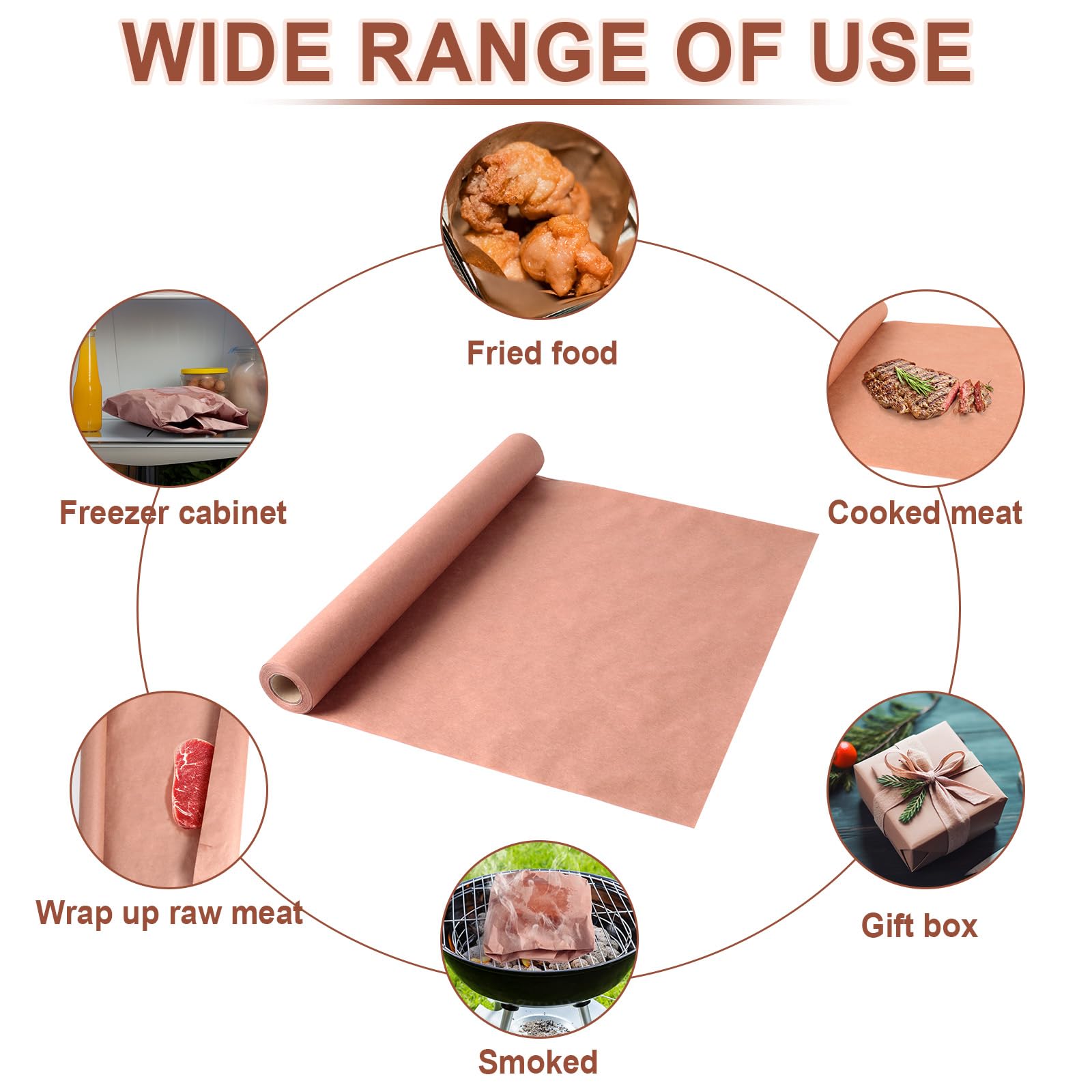 AiQInu Butcher Paper BBQ 44cm×150cm, Carta per Barbecue, Carta Kraft per Barbecue, Affumicatore, Carne di Pesce