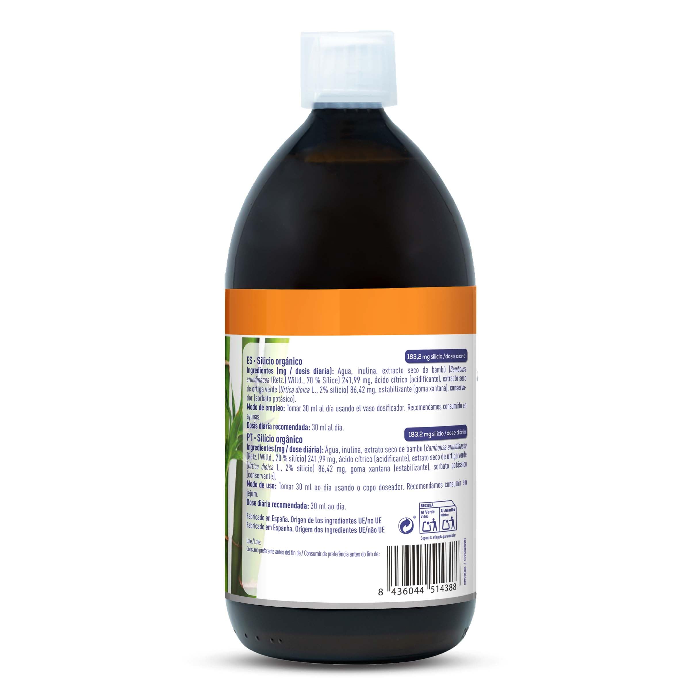 DRASANVI Silicio Orgánico Precursor del Colágeno | Mineral Esencial para la Estructura Celular | Huesos y Articulaciones |Ortiga Verde y Bambú| Fácil Asimilación,6100 mg por Dosis,1000 ml = 33 Días