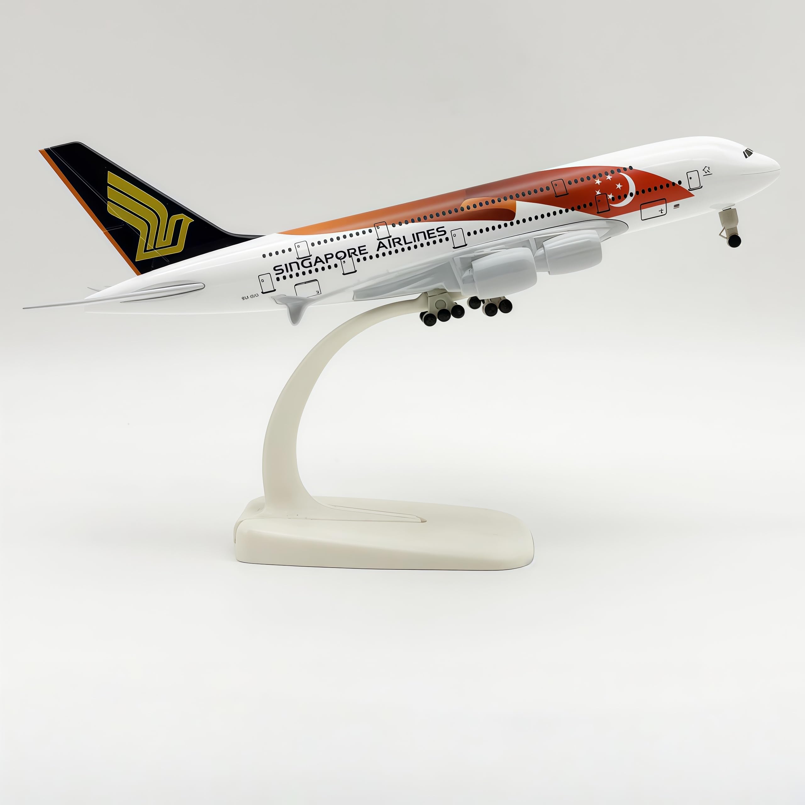 LGSRSNXHTX 20cm Model Plane 1/300 Diecast Metal Airplane Model Singapore A380 with Stand Aircraft Collectible for Aviation Enthusiasts,Desktop Decor Gift for Adult