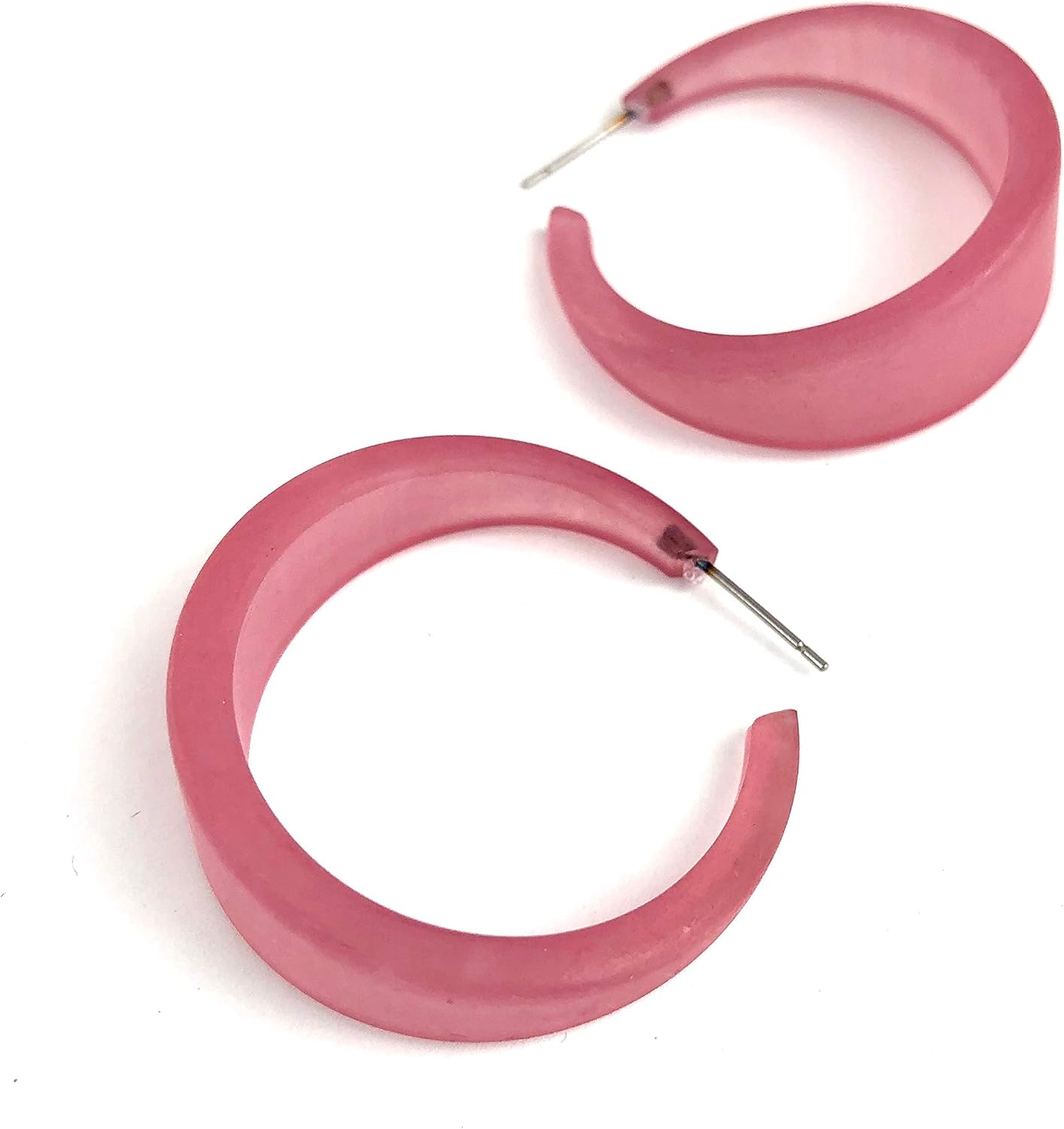 Light Amethyst Large Acrylic Lucite Emily Hoop Earrings - EM-PU-2