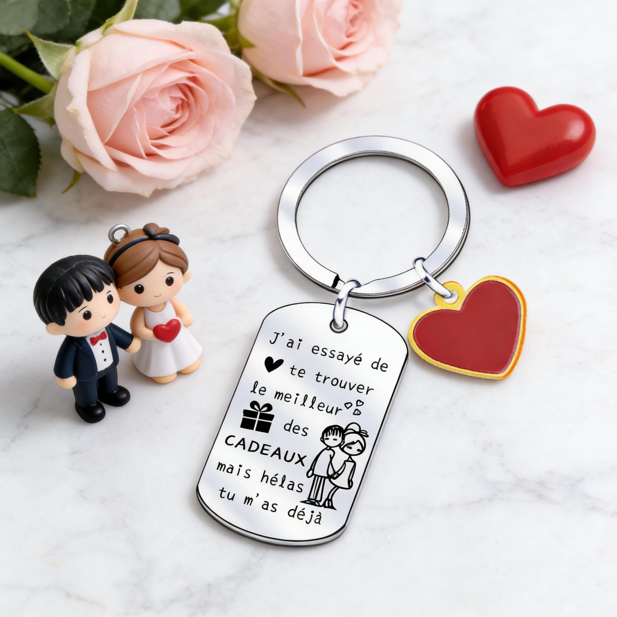 Llavero de coche personalizado grabado pareja enamorada de amistad llavero de acero inoxidable regalo para mujer, hombre, San Valentín, cumpleaños, Navidad, regalo de San Valentín