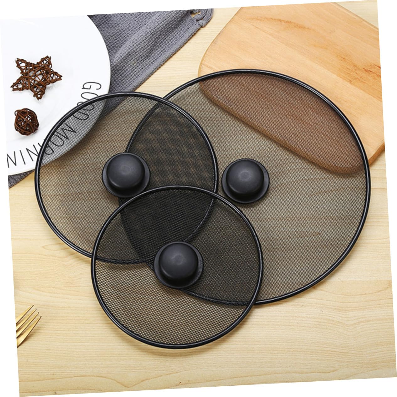 Cabilock Stainless Steel Splatter Shield Cover for Frying Pan Cooking Screen Mesh Lid Grease Guard for Pots and Pans Easy Clean Kitchen Accessory