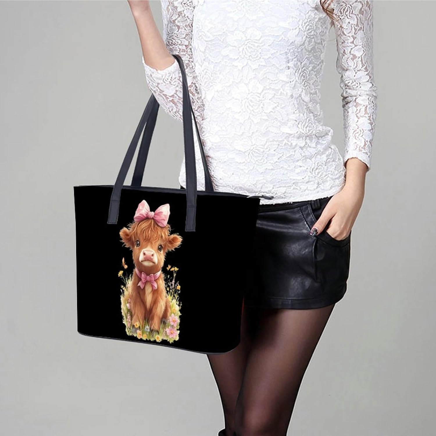 Cute Highland Cow Women's Satchel Handbags Tote Shoulder Bag Purses for Travel Shopping Work