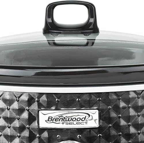 Miniatura 4 de Brentwood SC-136BK Olla de cocción lenta de cocina con tapa de vidrio transparente, 190 W, 3.5 cuartos de galón, temperatura ajustable, apta para