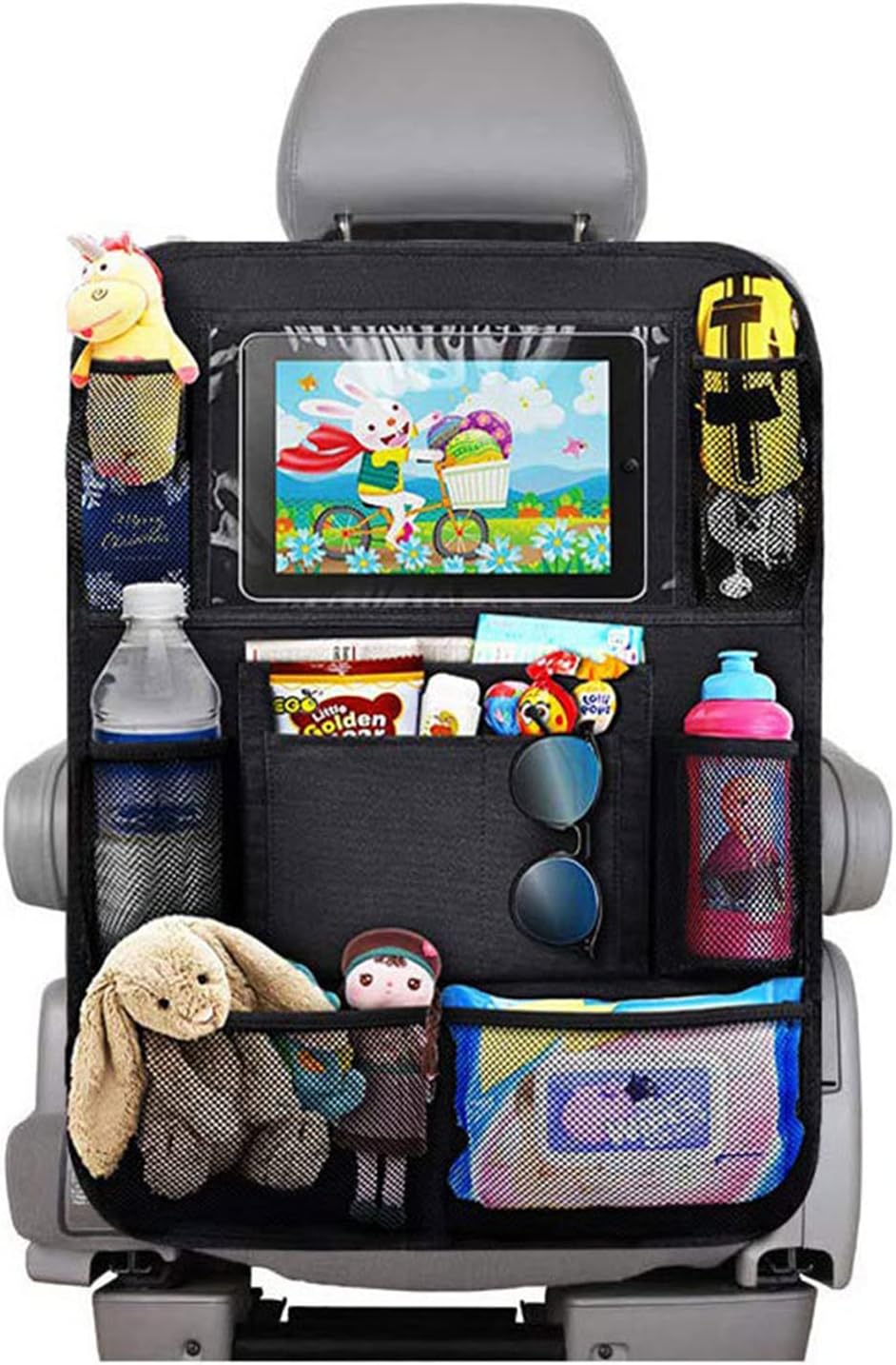 Organisateur Voiture Enfant Avec Tablette - Protection Siège Auto, Poches Multiples - Imperméable, Rangement Jouets/bouteilles - 2