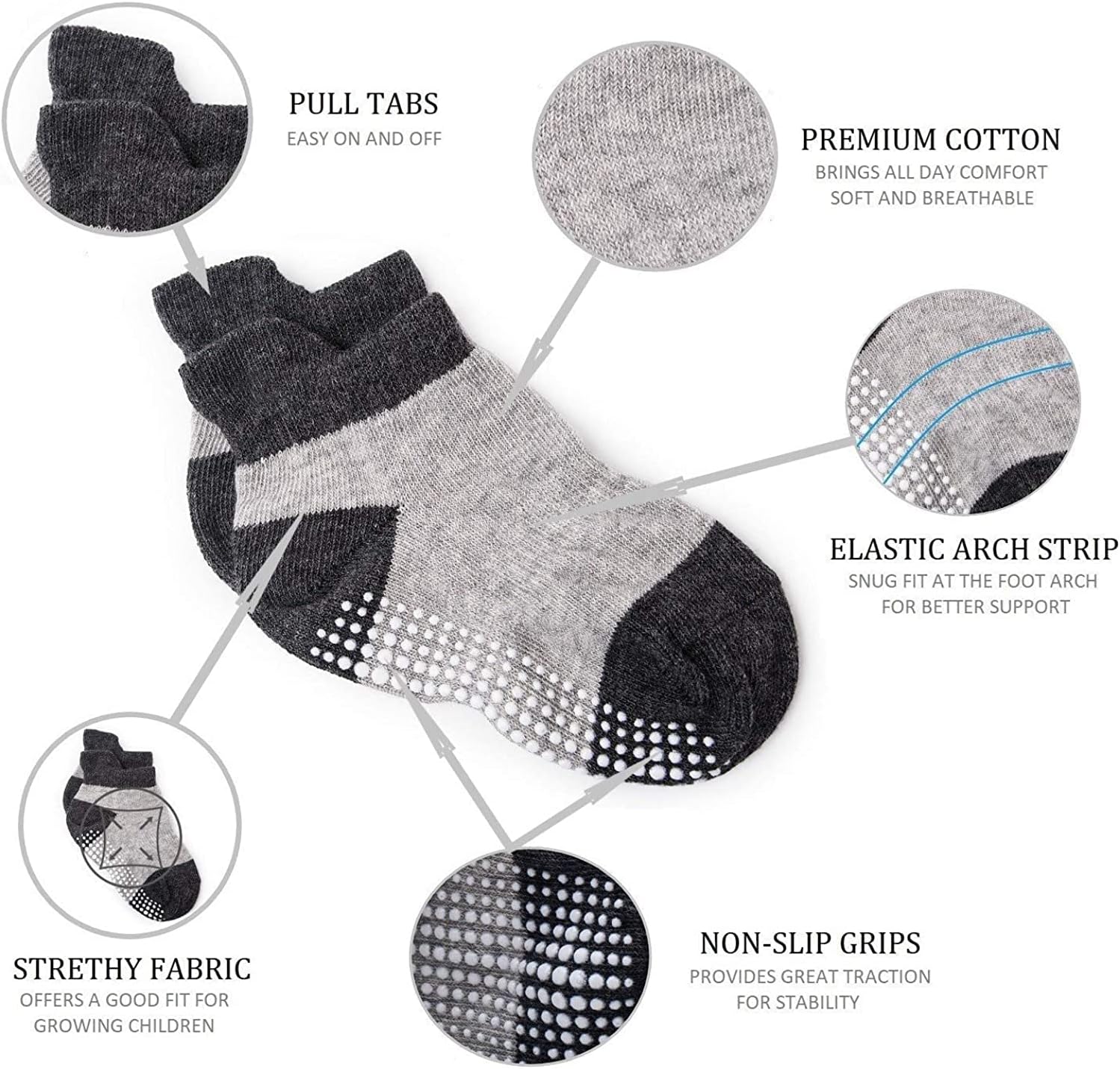 Zaples Baby Non Slip Grip Ankle Socks with Non Skid Soles for Infants Toddlers Kids Boys Girls - Image 4
