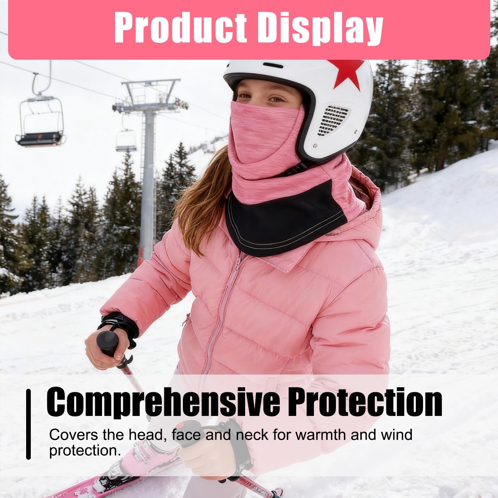 Pasamontañas infantil de forro polar cálido y multifuncional, pasamontañas para niños, pasamontañas bajo casco, a prueba de viento, gorro con calentador de cuello integrado, para deportes al