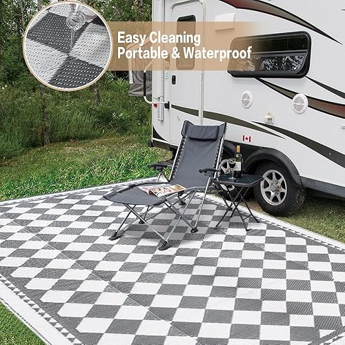 Miniatura 183 de HUGEAR Alfombra de exterior para patios, impermeable, alfombra de exterior grande, hecha de paja de plástico reversible, para campamento, caravana