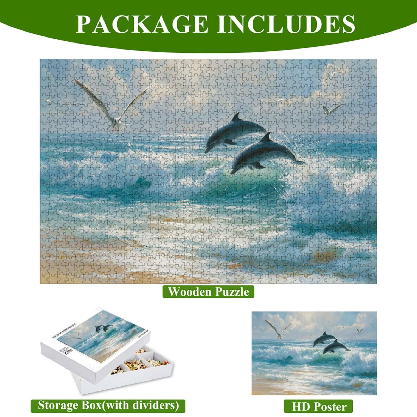 4000 Pezzi Puzzle Adulti - Delfino & Bird - Fabbricazione in Legno Robusto (Forma Classica) - Decorazione Murale con Poster - Prodotto Riservato ad Adulti e 14 Anni in Su (147x105cm) P3#478