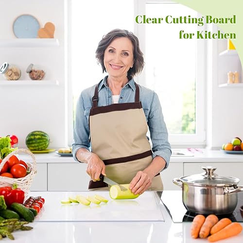 Miniatura 6 de Wesiti Tabla de cortar de acrílico grande con labio, tabla de cortar transparente antideslizante, cubierta protectora de encimera de acrílico,